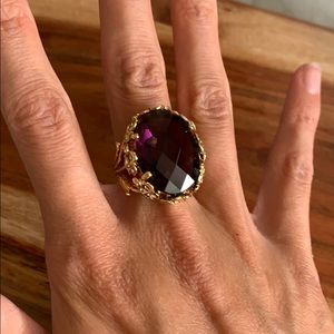Vintage Monet Purple Floral Cocktail Ring